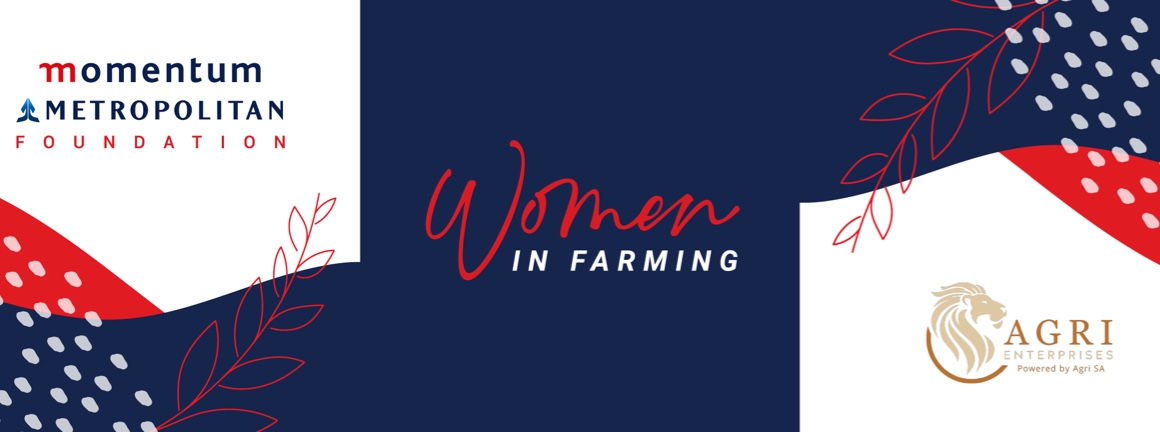 Women in Farming logo, a programme by the Momentum Metropolitan Foundation, in partnership with Agri Enterprises.