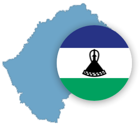 Lesotho map and flag.