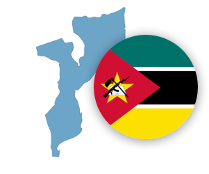 Mozambique map and flag.